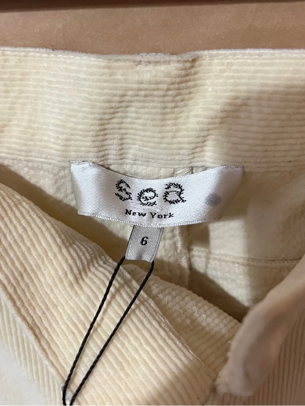 Sea New York | NWT Carine Corduroy Jeans Wide Leg High Waisted Pant Cream Size 6